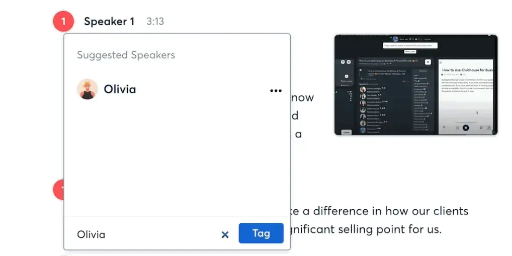 otter speaker tagging
